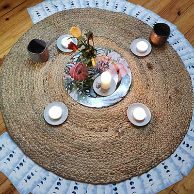 Rituel, plateau et bougies